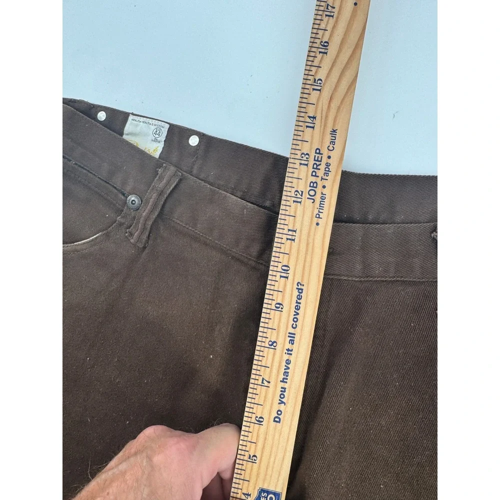 Y2K Parish‎ Brown Jeans 44 Straight Leg Cotton Casual Pants Hip Hop Button Fly